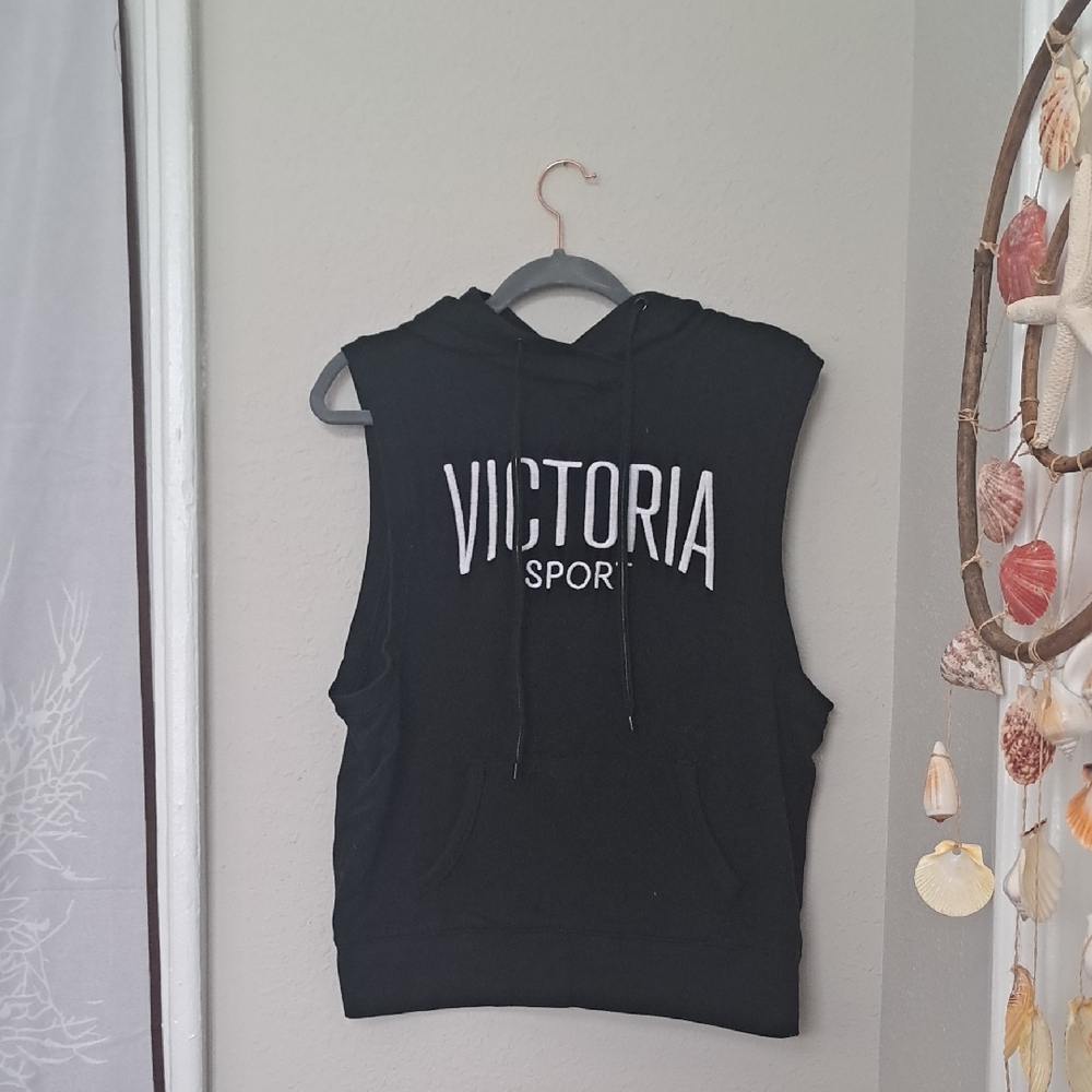 Victoria Sport Black Sleeveless Hoodie Tank